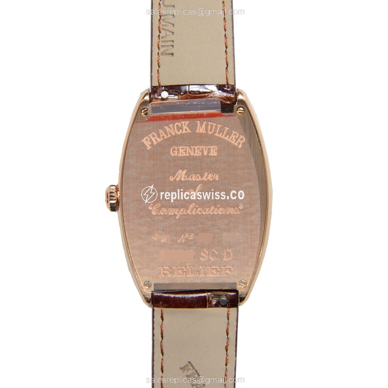 Franck Muller 2852 SC REL D Master Comp Replica - Auto - 18kt Rose Gold - Diamond Dial - Brown Alligator Strap - View 3