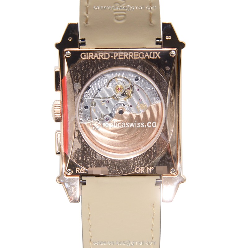 Girard Perregaux 25883-52-121-BB6C Vintage 1945 Replica - Auto - 18kt Rose Gold - White Dial - Leather Black Strap - View 3