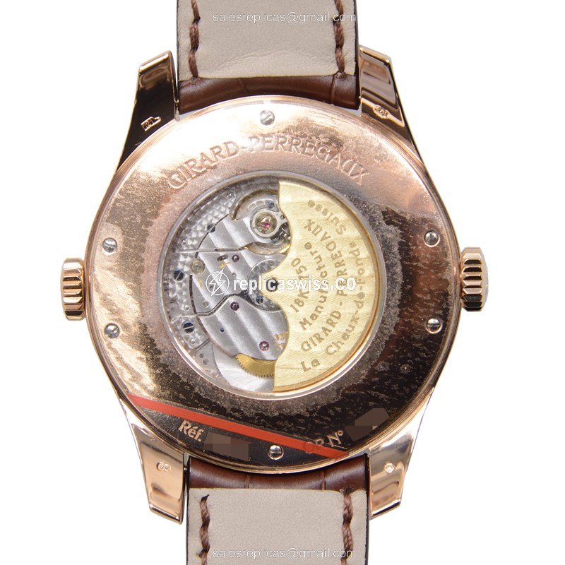 Girard Perregaux 49850-52-584SBAEA - Automatic - 18kt Rose Gold - White Dial - Brown Leather Strap - View 3