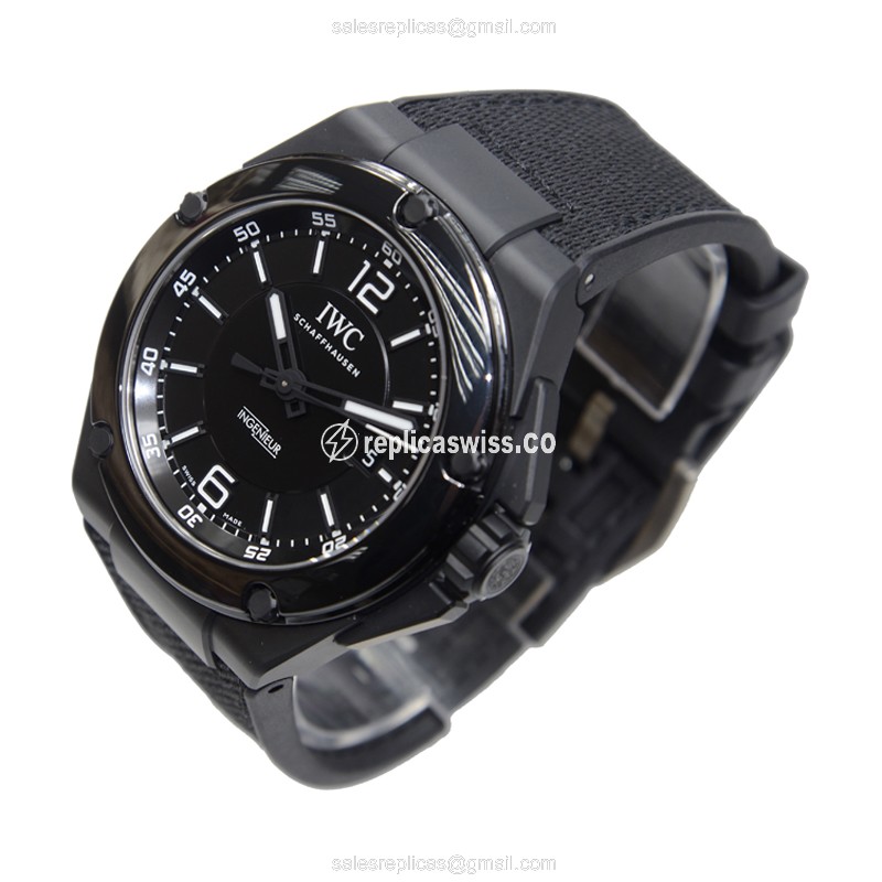 IWC Ingenieur Automatic - Ceramic Case - Black Dial - Black Fabric Strap - Sapphire Crystal - Buckle Clasp - View 3