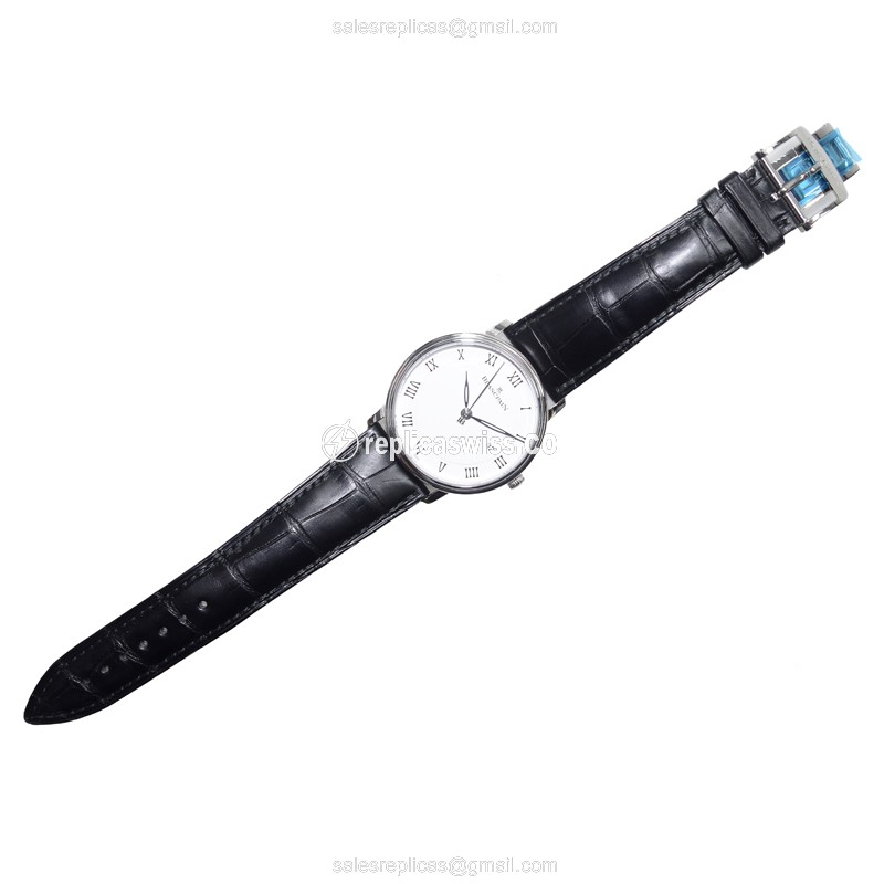 Blancpain Villeret Replica - Automatic - Steel - White Dial - Black Alligator Clasp - View 2