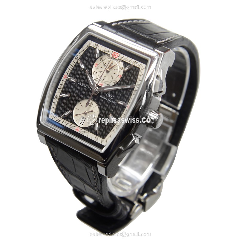 IWC DA VINCI Automatic - Black Dial - Steel Case - Alligator Black Strap - View 3