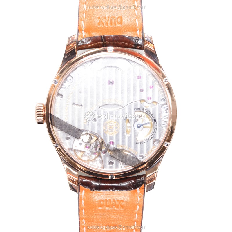 IWC Portuguese Replica - Automatic - 18kt Rose Gold - Silver Dial - Brown Alligator Strap - View 3