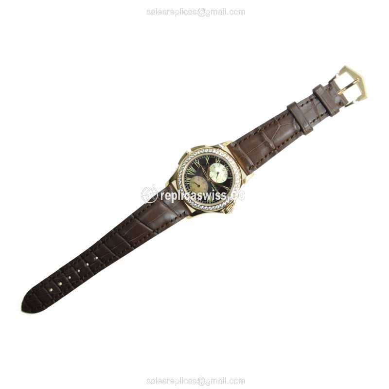 Patek Philippe 4934R-001 - Manual Wind - 18kt Rose Gold - Diamond - Brown Dial - Buckle Clasp - View 2