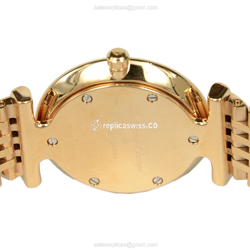 Longines LA GRANDE Quartz PVD Gold Replica - White Dial, 18kt Gold Strap - View 4