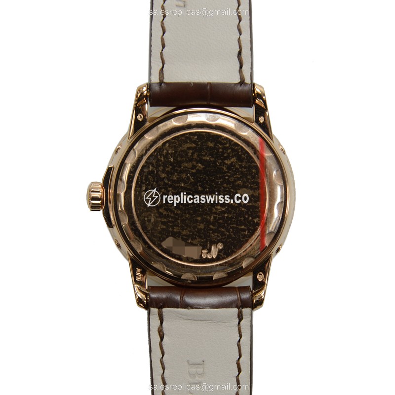 Blancpain LEMAN 2360-2991A-55B Replica - Automatic - Rose Gold Case - White Dial - Brown Alligator Strap - View 3