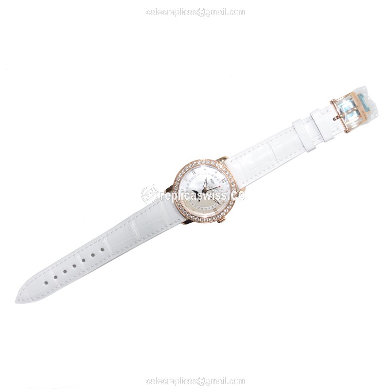 Blancpain 3663-2954-55B Replica - Automatic - 18kt Rose Gold Case - Diamonds - White Dial - View 2