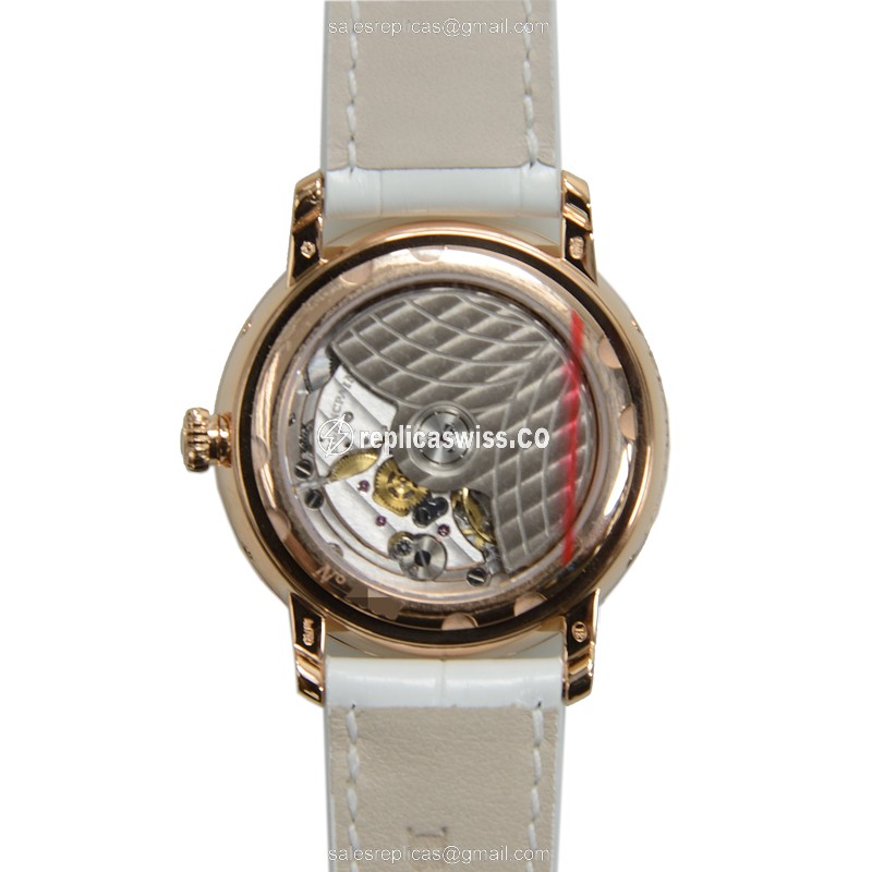 Blancpain 3663-2954-55B Replica - Automatic - 18kt Rose Gold Case - Diamonds - White Dial - View 3