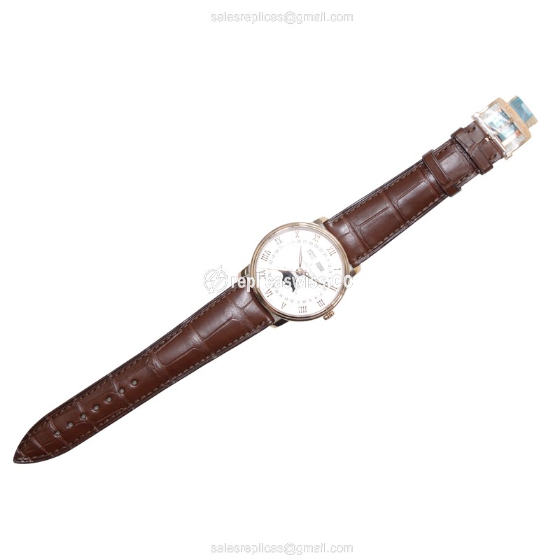 Blancpain Villeret Replica - Automatic - 18kt Rose Gold - White Dial - Brown Alligator Strap - View 2