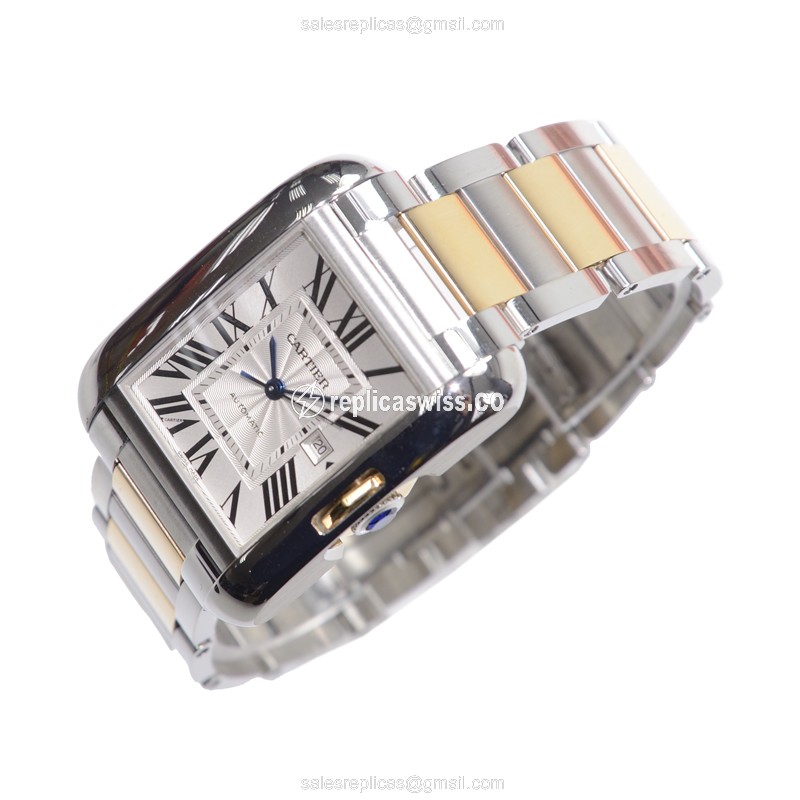 Cartier TANK Automatic - White Dial - Silver 18kt Steel - Clasp - View 3
