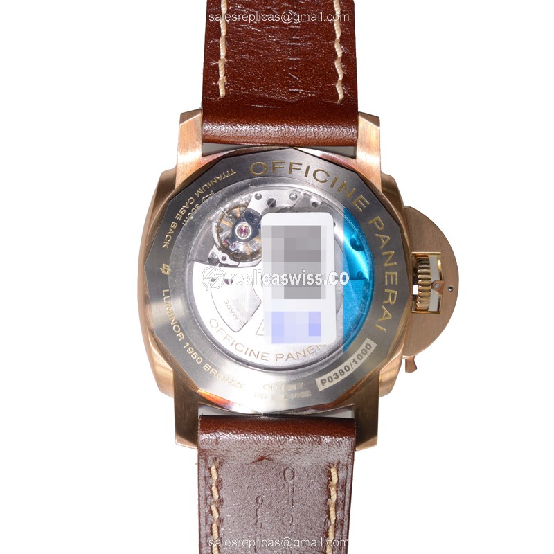 Panerai PAM00507 LUMINOR Replica - Automatic - Titanium Case - Green Dial - Brown Cowhide Strap - View 3