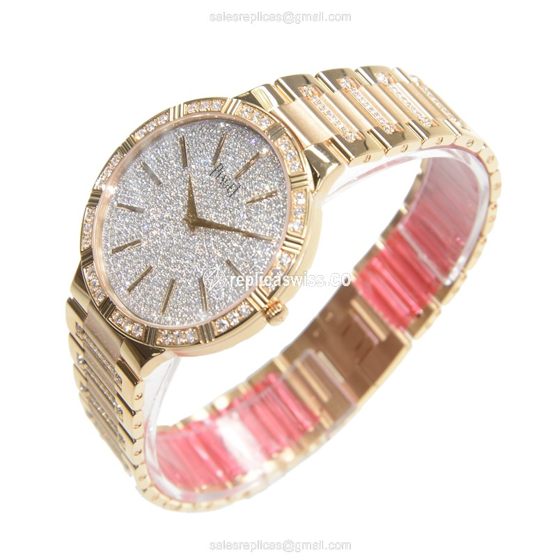 Piaget DANCER Replica - Manual - 18kt Rose Gold - Diamonds - Silver Dial - View 3