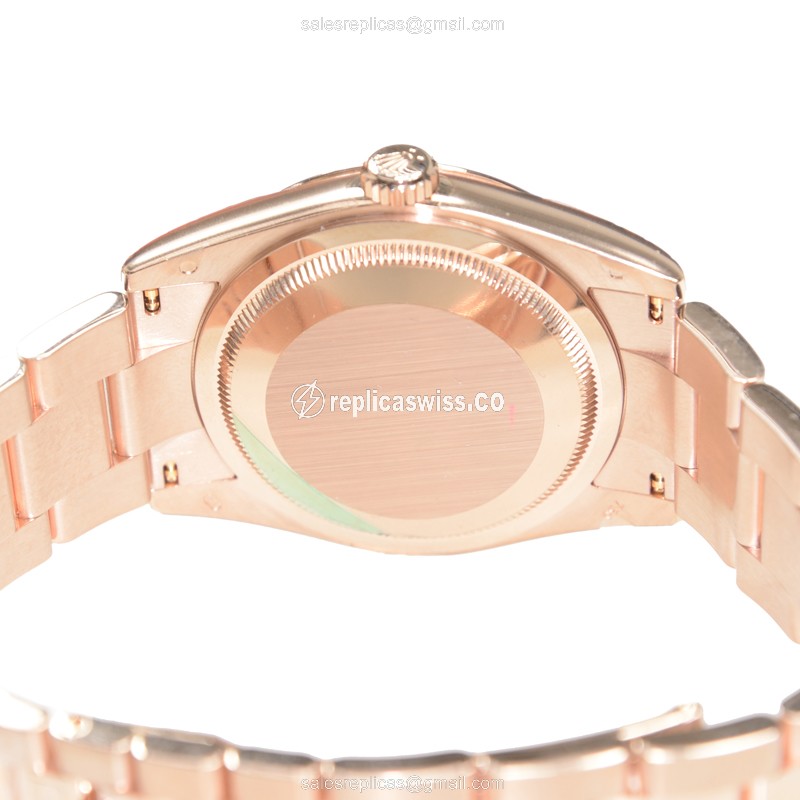 Rolex DAY-DATE Replica - Automatic - Rose Gold - Pink Dial on Gold Strap - View 4