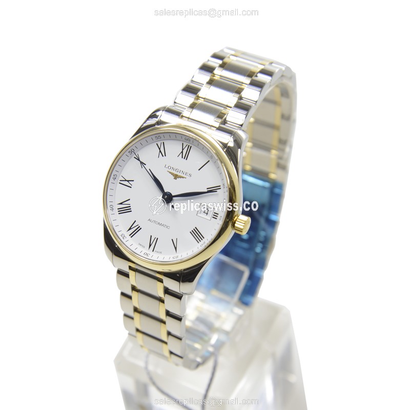 Longines L2.518.5.11.7 Replica - Automatic - Gold & Steel Case - White Dial - View 3
