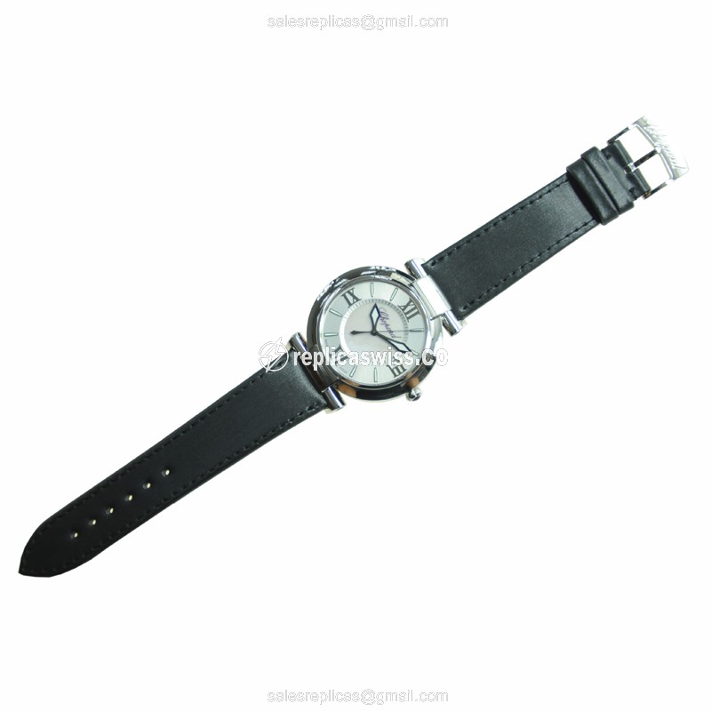 Chopard Imperiale Replica - Automatic - Steel Case - Silver Dial - Black Leather Strap - View 2