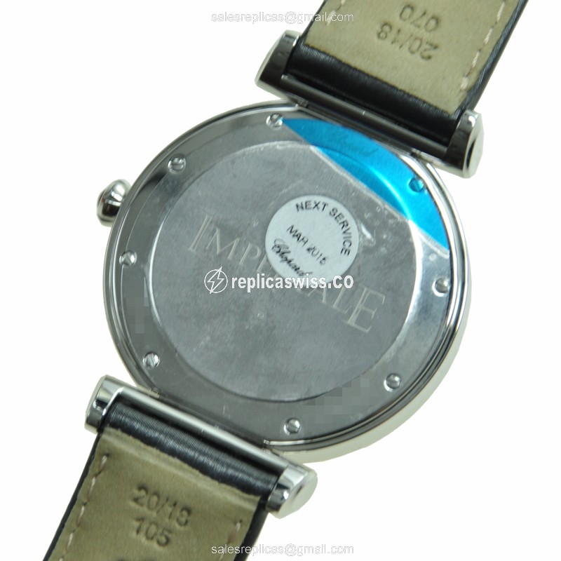 Chopard Imperiale Replica - Automatic - Steel Case - Silver Dial - Black Leather Strap - View 3
