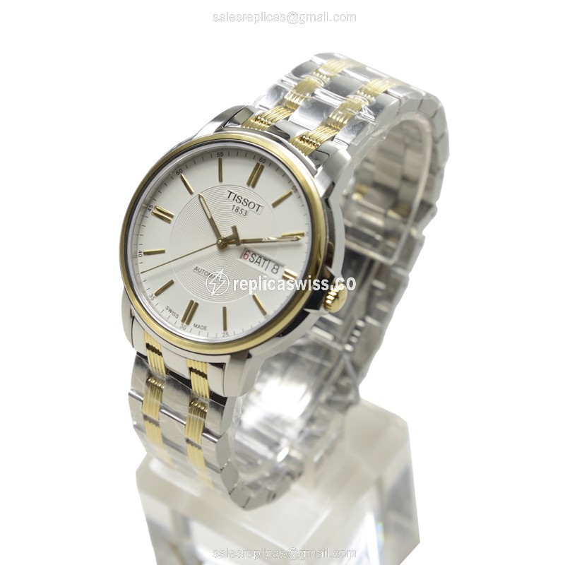 Replica Tissot T-CLASSIC - Automatic - Steel Case - White Dial - Silver Steel Band - View 3