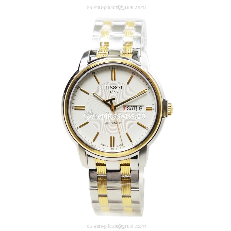Replica Tissot T-CLASSIC - Automatic - Steel Case - White Dial - Silver Steel Band - View 2