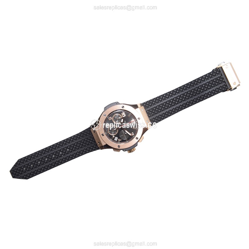 Hublot BIG BANG Replica - Automatic - Rose Gold - Black Dial - Rubber Strap - Sapphire Crystal - View 2