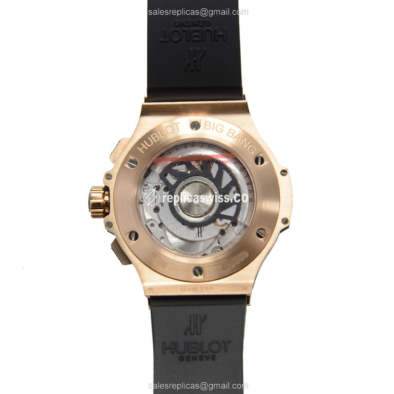 Hublot BIG BANG Replica - Automatic - Rose Gold - Black Dial - Rubber Strap - Sapphire Crystal - View 3
