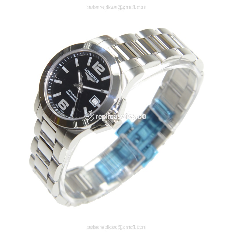 Longines Conquest Replica Watch - Quartz - Steel - Black Dial - View 3