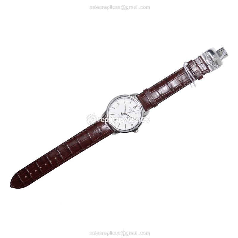 Tissot T-CLASSIC Replica - Automatic - Stainless Steel - Silver Dial - Brown Leather Strap - View 2