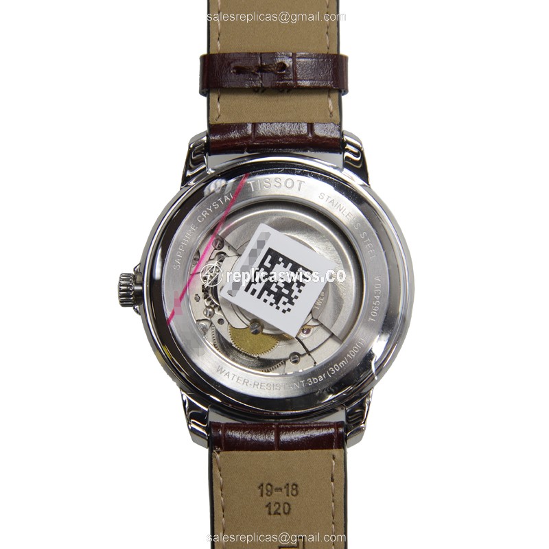 Tissot T-CLASSIC Replica - Automatic - Stainless Steel - Silver Dial - Brown Leather Strap - View 3
