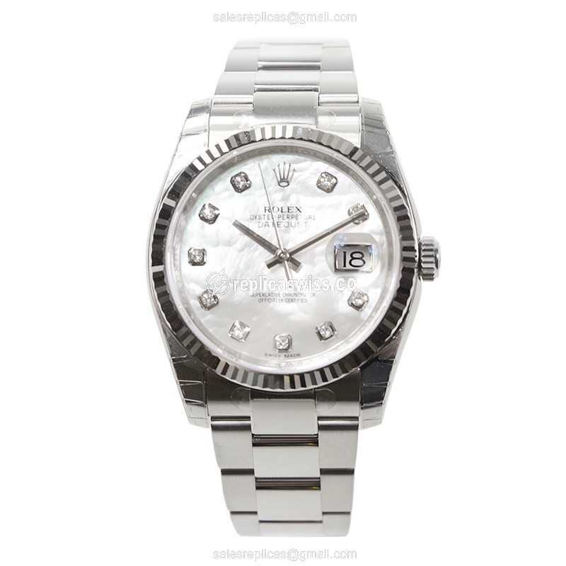 Rolex Datejust Replica - Automatic - White Dial, Silver Clasp, Steel Strap - View 2