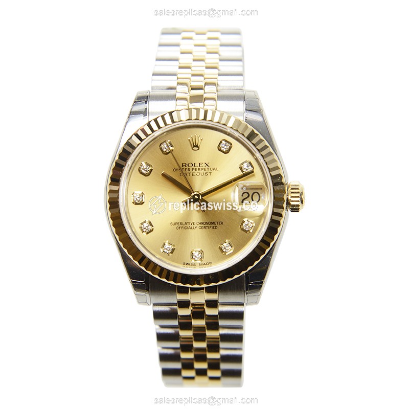 Rolex Datejust Replica - Automatic - Gold Case & Silver - 28mm Band - View 2