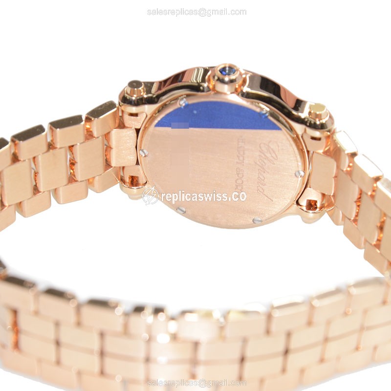 Chopard Happy Sport Quartz 18kt Rose Gold - Diamonds White Dial Gold Clasp - View 4