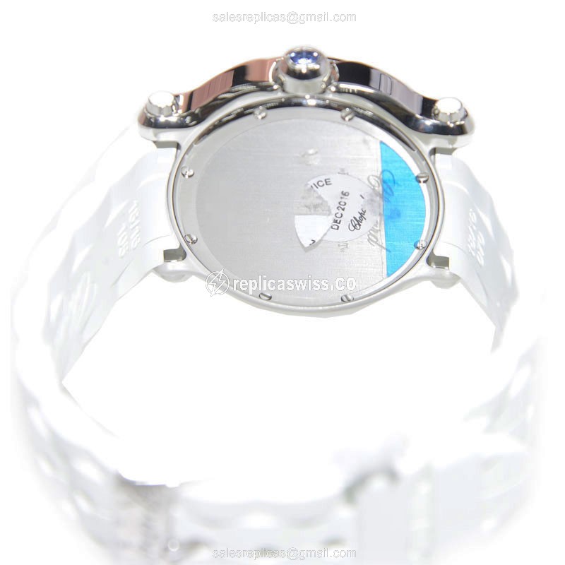 Chopard Happy Sport Quartz - Silver Dial - White Rubber - Buckle Clasp - View 4