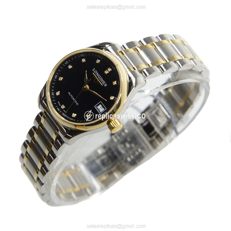 Longines Master Automatic - 18kt Gold/Steel Case - Black Dial | Silver Clasp - View 3