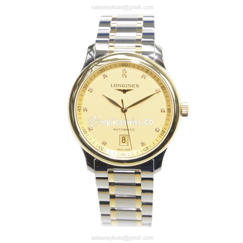 Longines L2.628.5.37.7 Replica | Automatic | Gold-Steel Case | Silver Clasp - View 2