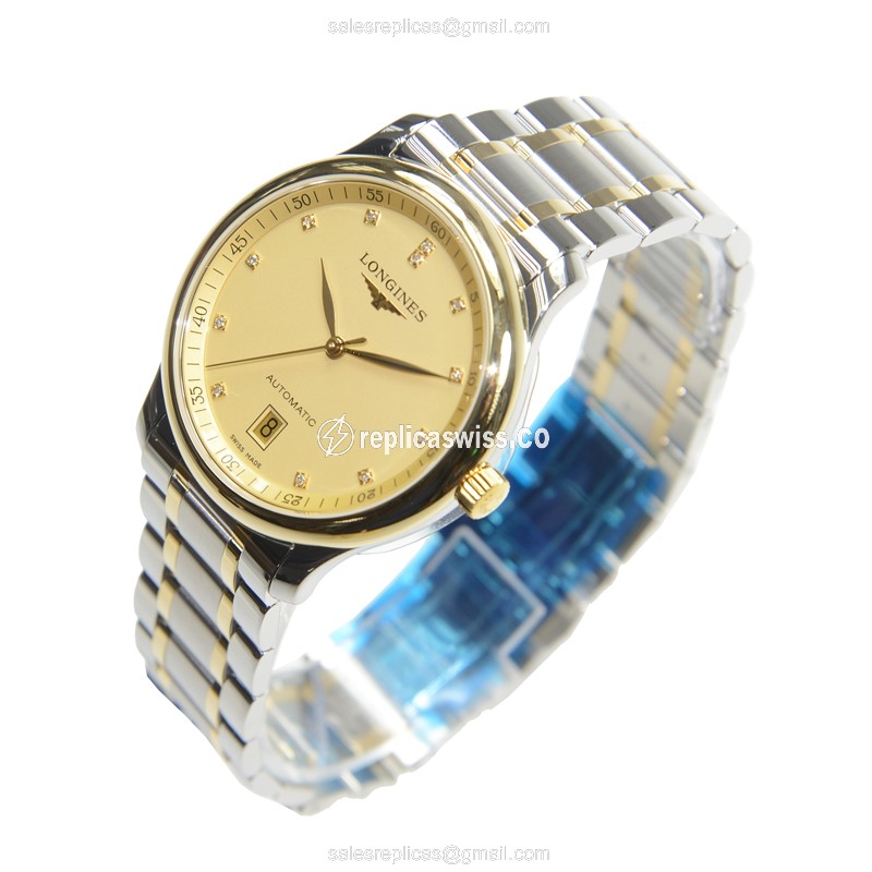 Longines L2.628.5.37.7 Replica | Automatic | Gold-Steel Case | Silver Clasp - View 3