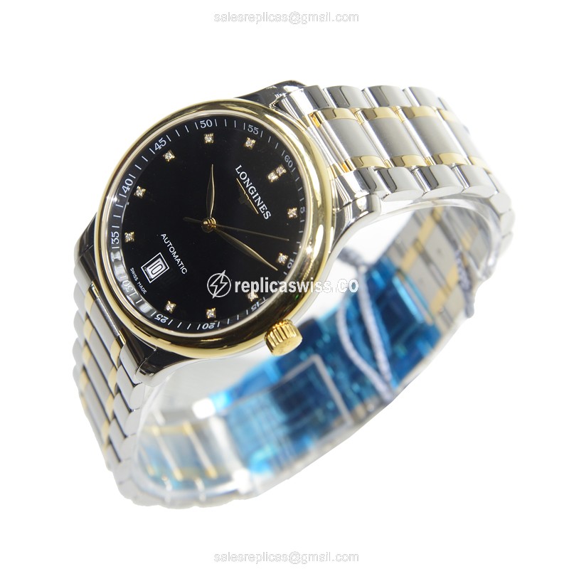 Longines L2.628.5.57.7 Replica - Automatic - 18kt Gold/Steel - Black Dial - View 3