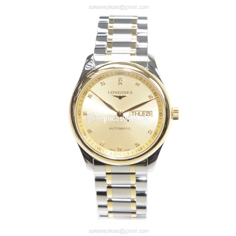 Longines L2.755.5.37.7 Replica - Automatic - Gold & Steel Case - Silver Dial - View 2