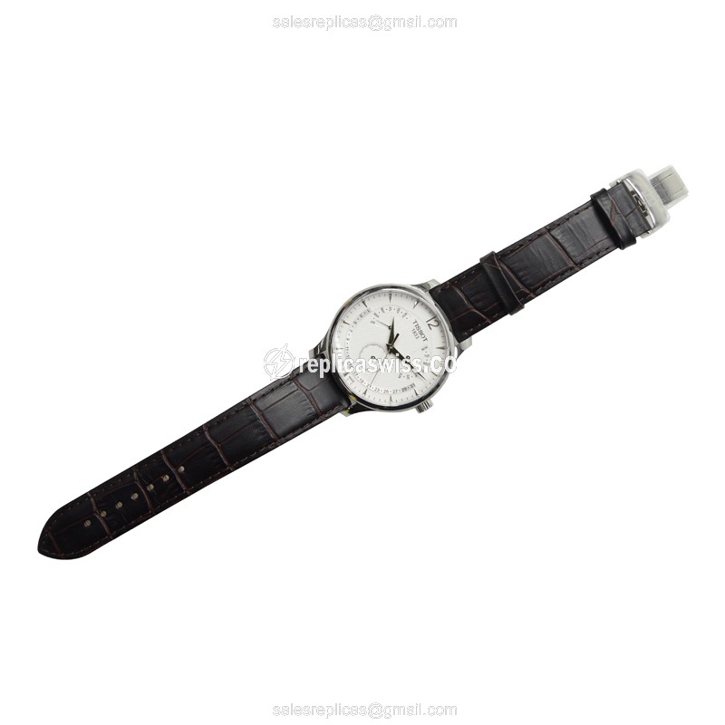 Rolex T-Classic Quartz - White Dial - Steel Case - Brown Leather Strap - Clasp - View 2