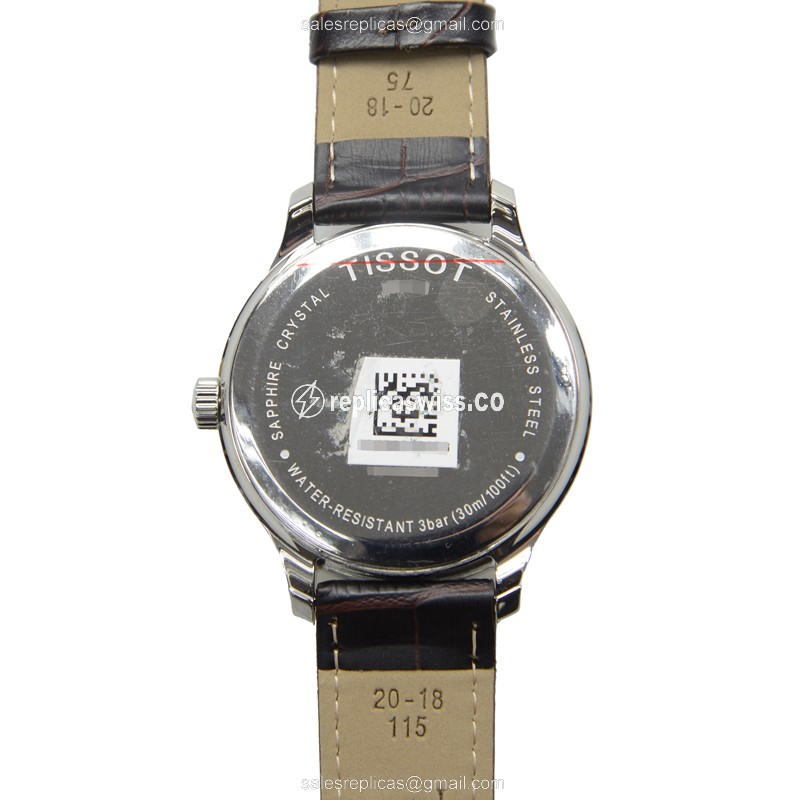 Rolex T-Classic Quartz - White Dial - Steel Case - Brown Leather Strap - Clasp - View 3
