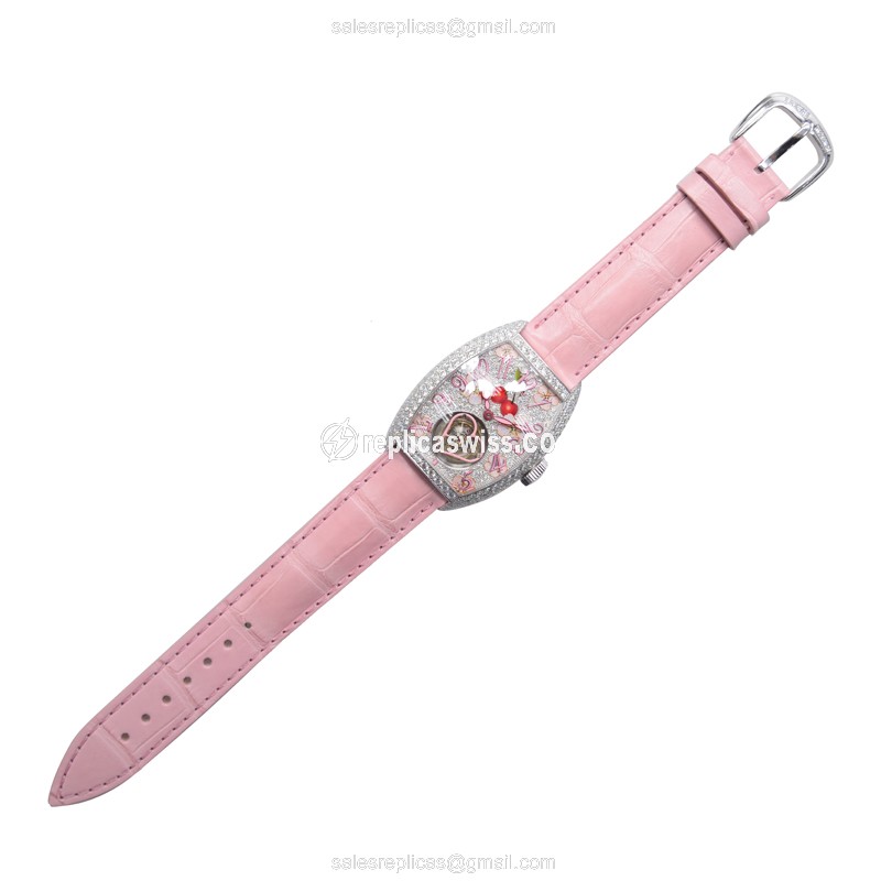 Franck Muller 3080 Replica - Manual - 18kt White Gold - Diamond Set - Silver Dial - View 2