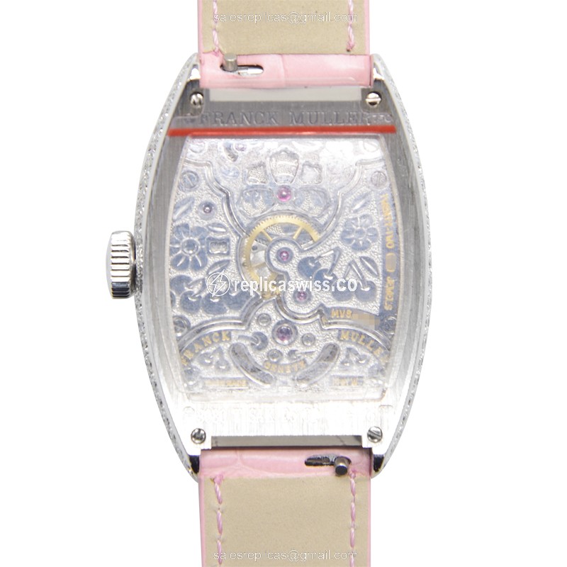 Franck Muller 3080 Replica - Manual - 18kt White Gold - Diamond Set - Silver Dial - View 3