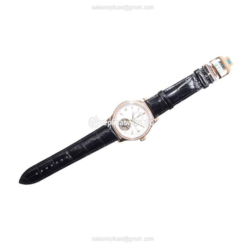 Jaeger-Lecoultre Q1652401 Replica - Ultra Thin - Automatic - 18kt Rose Gold - Diamond Dial - Black Alligator Strap - View 2