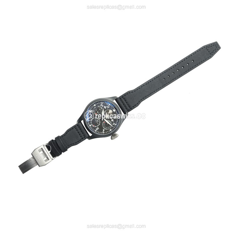 IWC PILOTS Replica - Automatic - Ceramic Case - Black Dial - Fabric Strap - View 2