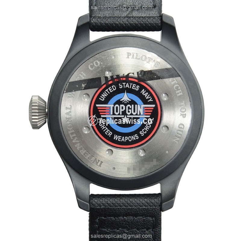 IWC PILOTS Replica - Automatic - Ceramic Case - Black Dial - Fabric Strap - View 3