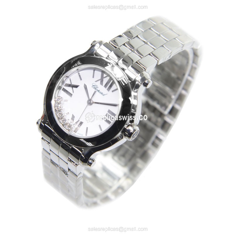 Chopard Happy Sport Quartz - White Dial - Steel Case - Silver Strap - View 3