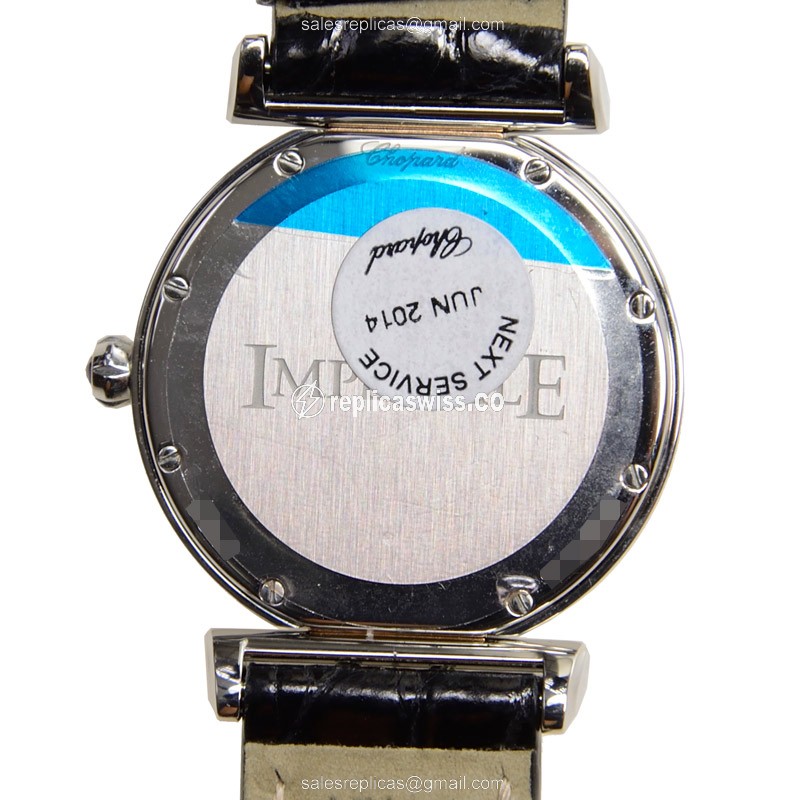 Chopard Imperiale Quartz 18kt Rose Gold Steel - White Dial Buckle Black Alligator Strap - View 3