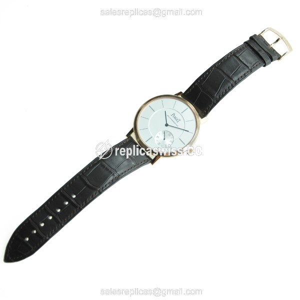Piaget ALTIPLANO Replica - Automatic - 18kt Rose Gold - Silver Dial - Brown Alligator Strap - View 2
