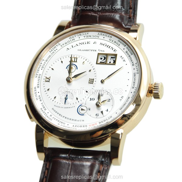 A Lange & Sohne Grand Lange 116.032 - Manual Wind - 18kt Rose Gold - White Dial - Brown Alligator Strap - View 2