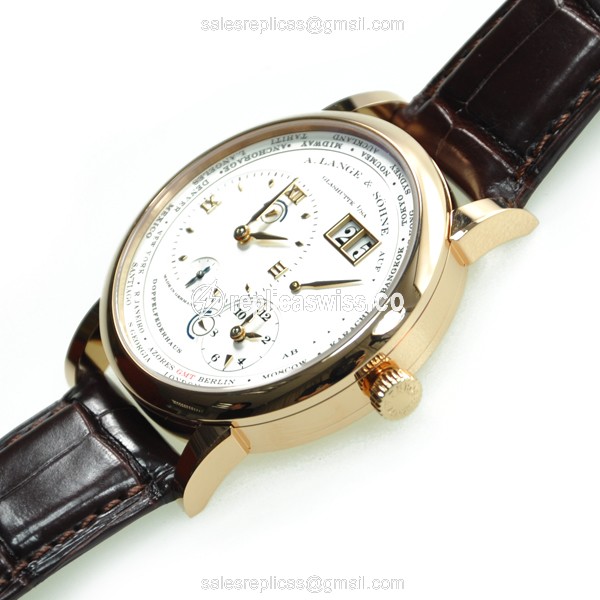 A Lange & Sohne Grand Lange 116.032 - Manual Wind - 18kt Rose Gold - White Dial - Brown Alligator Strap - View 3