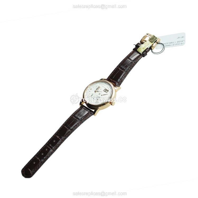 A Lange & Sohne Grand Lange 116.032 - Manual Wind - 18kt Rose Gold - White Dial - Brown Alligator Strap - View 4