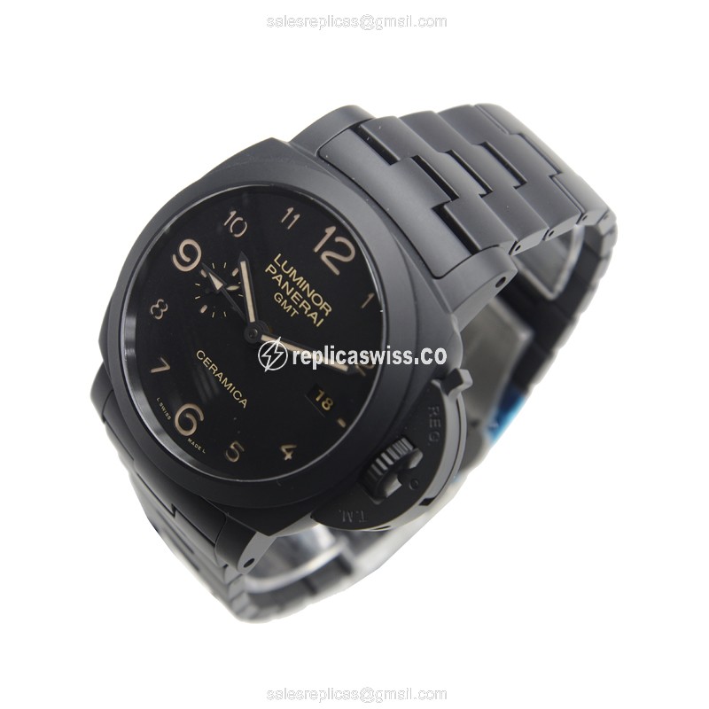 Panerai PAM00438 Replica - Automatic - Ceramic Case - Black Dial - Black Ceramic Strap - View 3